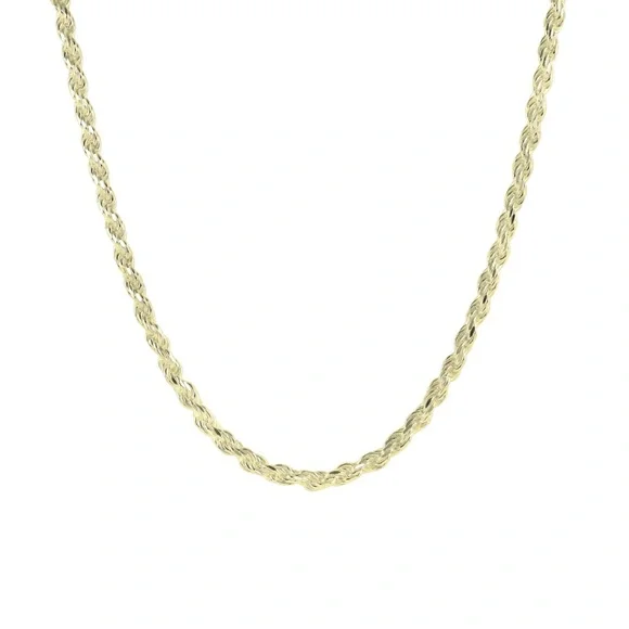14k Gold Rope Chain over Sterling Silver Men Chain Unisex 22” High End Jewelry